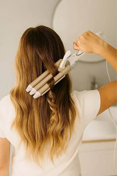 Buffer ®   Electric Hair Waving Tongs with 3 Heads – Fast and Lasting Beach Waves