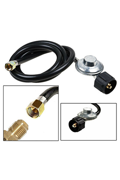 Choice منظم خرطوم البروبان الأسود بطول 5 أقدام، منظم خرطوم تمديد البروبان، سخان شواية غاز، خط إطفاء LP