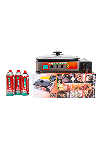 Z-Tools Pachet aragaz de camping, tip grătar plus capac de sticlă, putere 2.1...