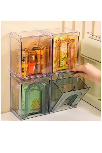 Yelajoy 4 Pack Stackable Storage Containers,Clear Plastic Pantry Storage Fridge Organizers and Storage