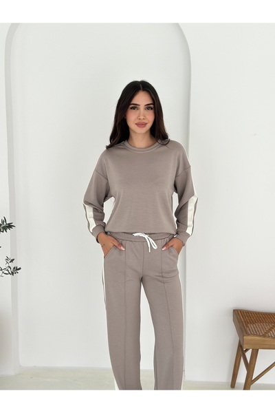 Lady Doll Modal Fabric Side Stripe Soft Texture Plain Tracksuit Set