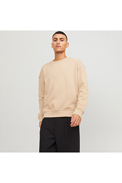 Jack & Jones Ανδρικό φούτερ Jack&Jones Star Basic σε μπεζ χρώμα με λαιμόκοψη