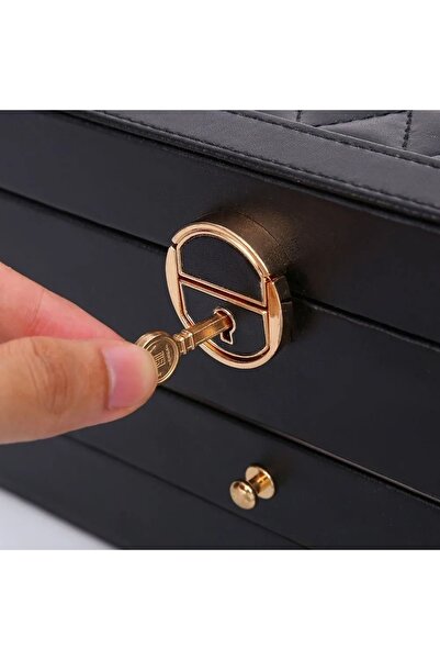 gaman Three Layer 2 Drawer Jewelry Box - Large Capacity, Necklace, Earring, Ring and Watch Organizer