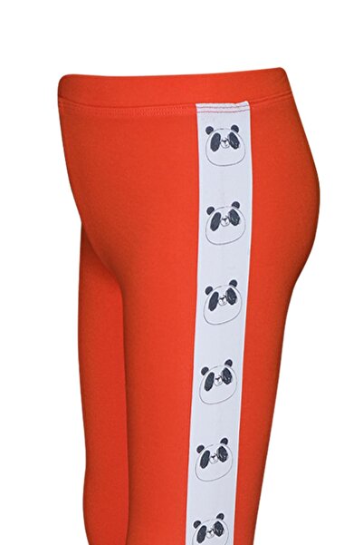 LOVETTI Orange Girl's Hooded Side Panda Printed Leggings