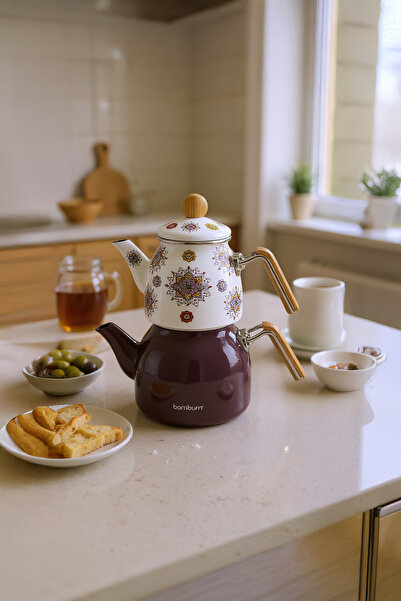 Bambum Unique Bamboo Handle Teapot Set Purple