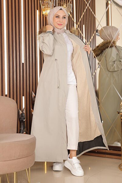 Missvalle Παλτό με κουκούλα μεγάλου μεγέθους Μπεζ 15500