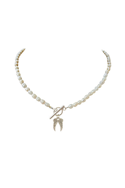 Abundo Cultured pearl necklace "Angel Wings" with accessories and 925 silver pendant, 40 cm