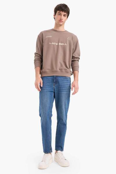 DeFacto Boxy Fit Crew Neck Printed Sweatshirt F0117Ax25Au
