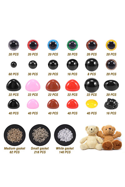 Choice 1040 قطعة عيون وأنوف أمان محشوة بالكروشيه مع غسالات وعيون وأنف لعبة كروشيه محشوة D