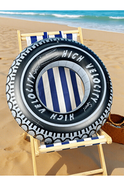 Choice 90 black 1pc Inflatable Wheel Tire Print PVC Safety Swimming Ring， High Quality PVC Pool Float, High