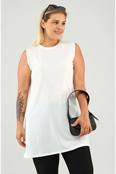 FAYLİN STORE Sıfır Kol İçlik Tunik Büyük Beden