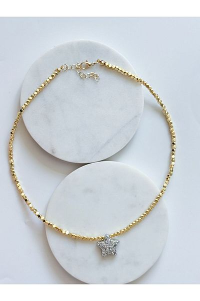 CHARMLUCKY Zircon Stone Star Cube Necklace
