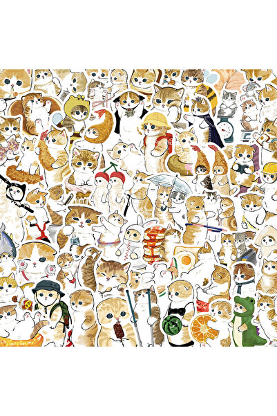 Choice 64pcs 64pcs cat stickers cute cartoon orange cat decoration luggage ph...