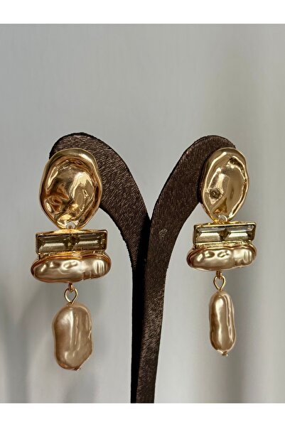 YOUES JEWELRY Gold Baget Taşlı Sallantılı Parlak Taşlı Lüx Küpe