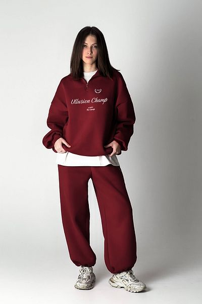 The Champ Clothing Unisex Winter Fleece Tracksuit Set – Burgundy Oversize Comfortable Fit