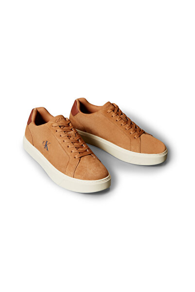 Calvin Klein Men Cashew/Brown Out Low Top Suede Leather Flexible Sole Trainers
