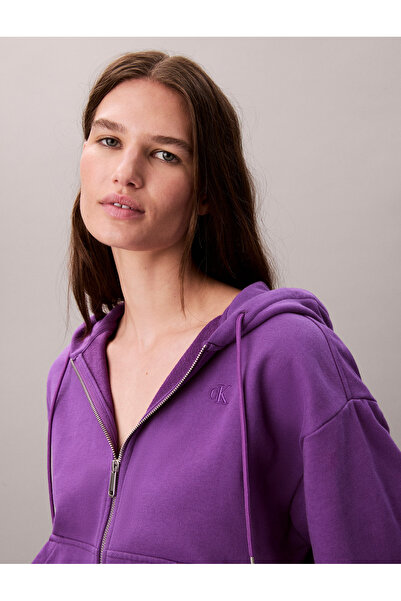 Calvin Klein Calvin Klein Women Purple Cotton Terry Zip Up Hoodie