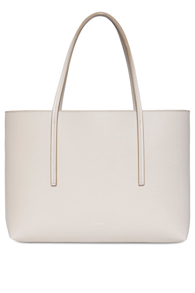 Calvin Klein Women Beige Foil Logo Small Tote Bag