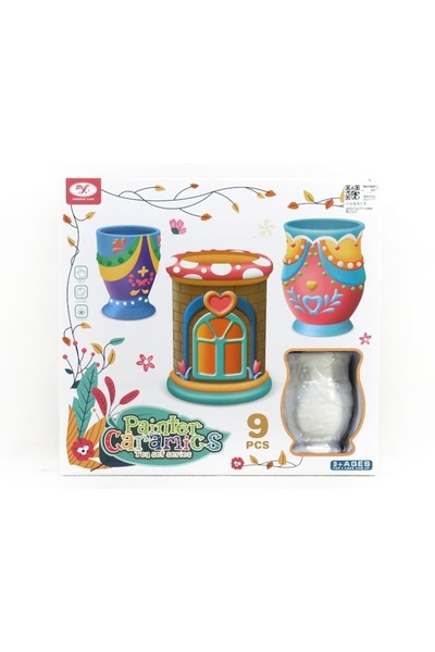 Toy Σετ Κεραμικής Ζωγραφικής - 3 Διακοσμητικά Βάζα, 9 Τεμάχια, Πολύχρωμα, για...