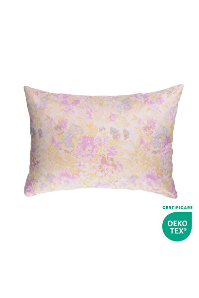 happynest Perna Moale HappyNest, inflorata, roz, din 30% puf de gasca, 50x70 cm