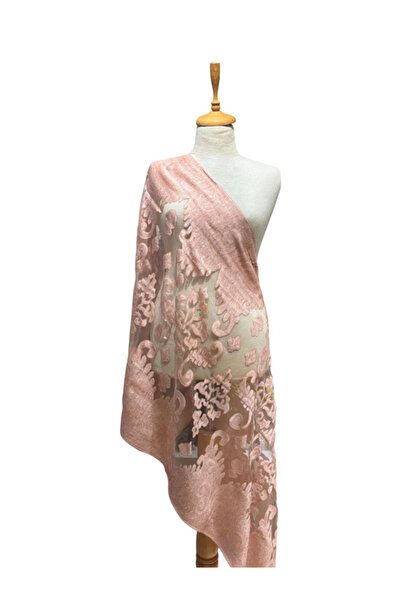 fiore fashion 2-Piece Organza Shawl 170*70 Women's Shawl (White-Gray and Powder)