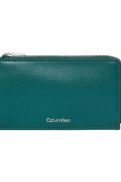 Calvin Klein Calvin Klein Women Teal Foil Logo Top Zip Card Holder