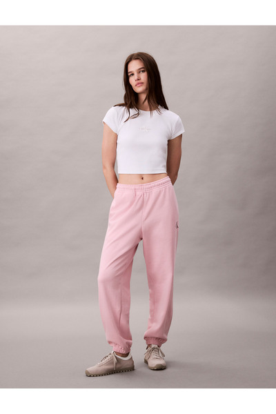 Calvin Klein Women Pink Nectar Monologo French Cotton Terry Joggers