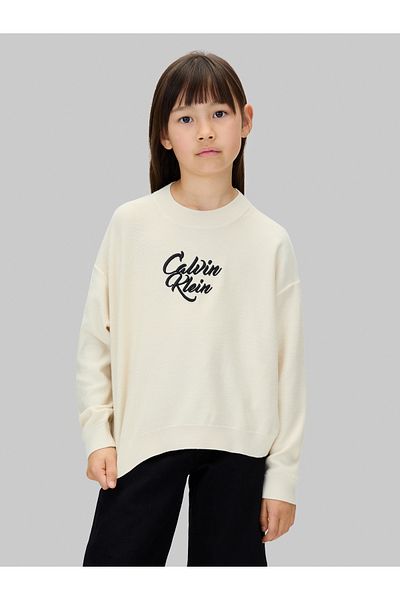 Calvin Klein Calvin Klein Women Whitecap Gray Script Logo Graphic Jumper Sweater