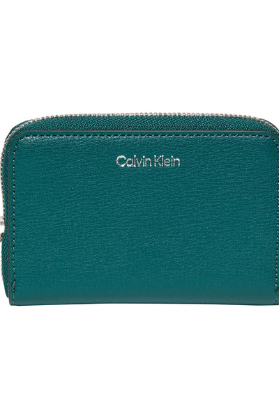 Calvin Klein Women Green Foil Logo Square Medium Zip Wallet