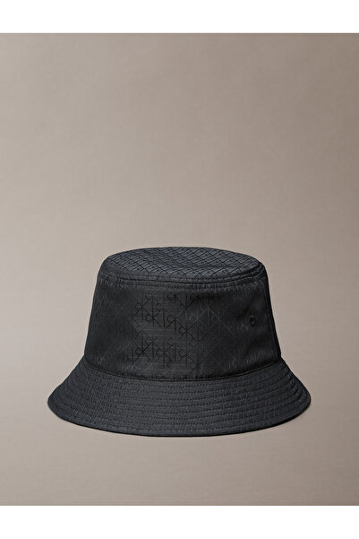 Calvin Klein Men Black Ripstop Emblem Logo Bucket Hat