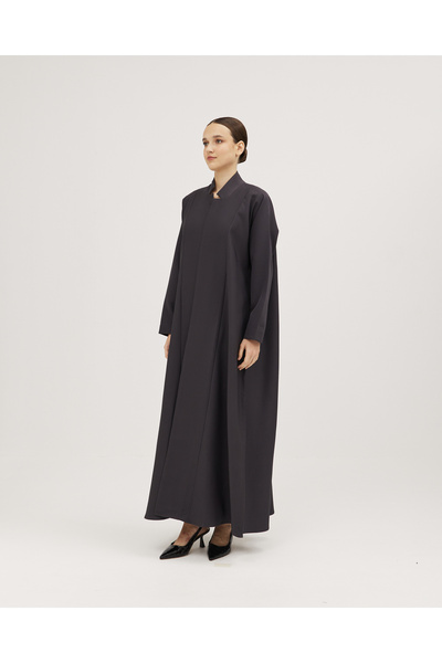 SOROSE SA Verani Plain Crepe Cloche Abaya with Wrap Design and Long Collar