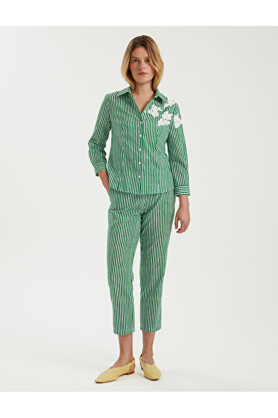 BGN workshop Cămașă din bumbac cu dungi APLIKE DETAIL