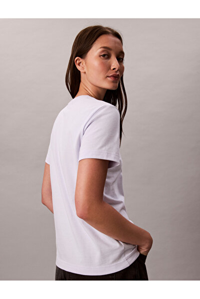 Calvin Klein Women Brilliant White Monogram Archive Jersey Crew Neck Tee