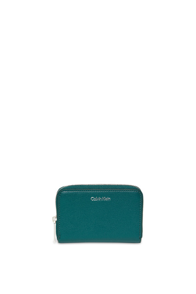 Calvin Klein Women Green Foil Logo Square Medium Zip Wallet