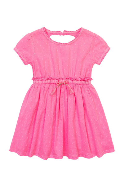 Minoti Dobby Dress with Tie Waist - Hot Pink