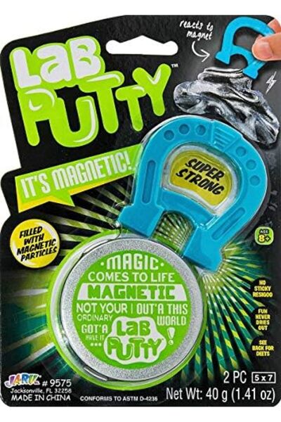 Jaru معجون لاب بوتي المغناطيسي مع مغناطيس وحاوية معدنية، لعبة فيدجيت إسفنجية - وحدة واحدة