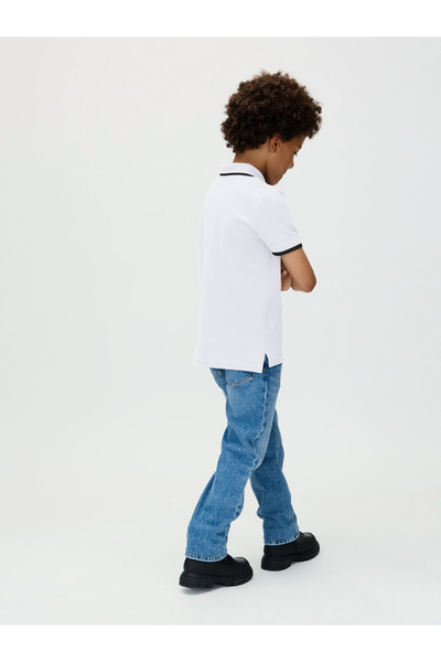 Calvin Klein Boys Bright White Tipping Regular Short Sleeve Polo T-Shirt