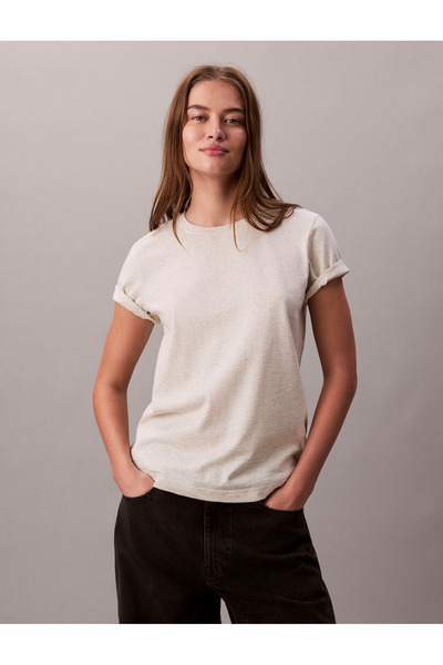 Calvin Klein Calvin Klein Women Beige Monogram Archive Jersey Crew Neck Tee