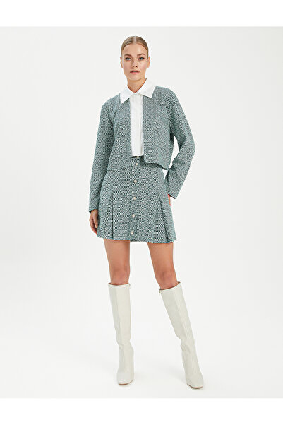 BGN workshop MINI FUSTA DEȚĂRĂTĂ CU DETALII PLEATE, CU MOTIVE, DIN VISCOSĂ