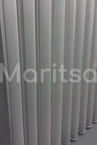 MARİTSA Tulle Curtain - Armür Series Striped Herringbone Pattern Ecru Tight Pleat (1X3) Lead Skirt Modern Curtain