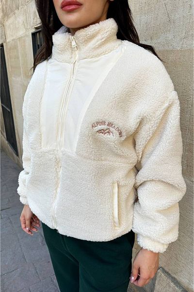 schlank Women's Fleece Plush Coat - Soft Plush Fabric Zippered Oversize Jacket