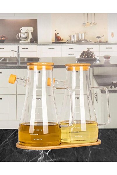 Reoona 2 Adet MasterChef Borosilikat Cam 900ML Yağdanlık (Stand Hediyeli)