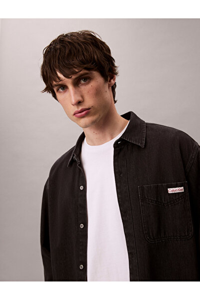 Calvin Klein Calvin Klein Men Black Pocket Detailed Denim Overshirt