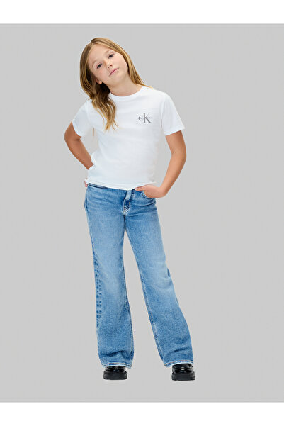 Calvin Klein Kids Bright White Chest Monologo Crew Neck T-Shirt