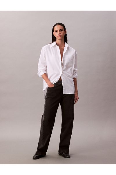 Calvin Klein Women Brilliant White Relaxed Cotton Poplin Shirt