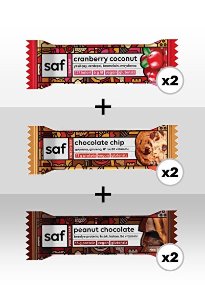Saf Nutrition Saf Energy Protein Bar 50gr 6'lı Karma paket