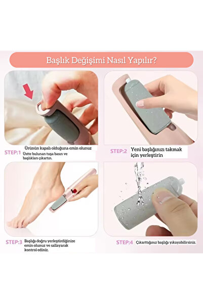 Lazım Shop (Sadece Yedek Başlık) Şarjlı Ayak Törpüsü Yedek Başlıkları 2 Adet Yedek Başlık