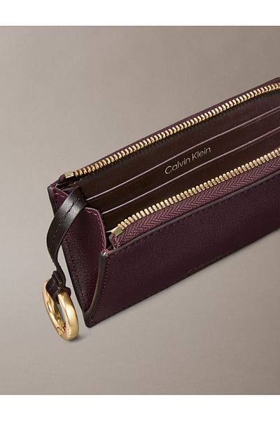 Calvin Klein Calvin Klein Women Brown Foil Logo Top Zip Card Holder