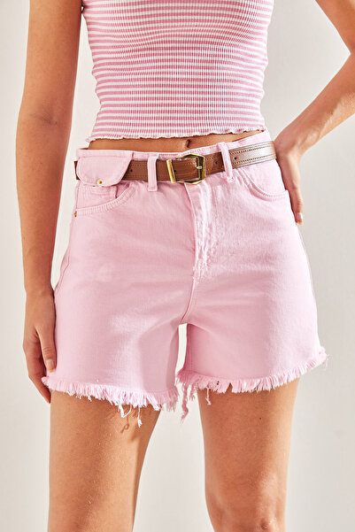 SHADE Kadın Kemerli Kanvas Gabardin Kot Şort