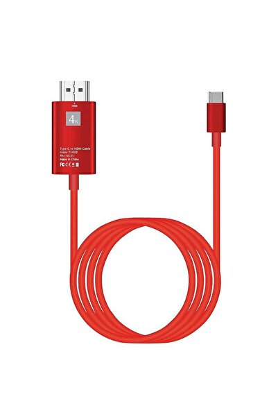 Bibilel USB 3.1 Type C to HDMI 4K Cable - 2 meters for Samsung Xiaom, Red